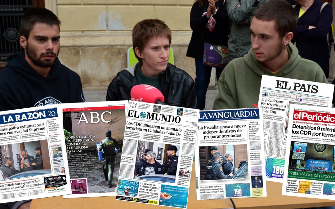 Membres del CDR- portades de diaris espanyols amb titulars criminalitzadors